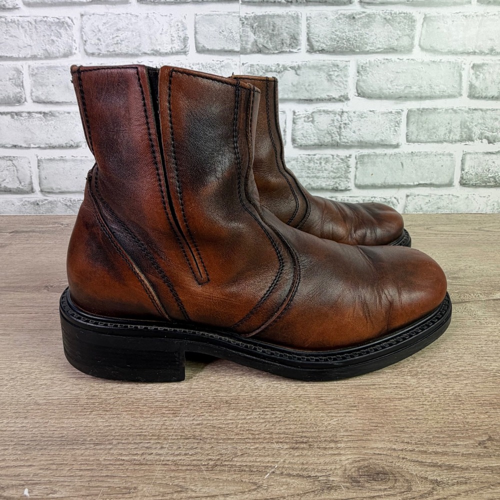 Bass Burnished Leather Side Zip Ankle Boots 7M